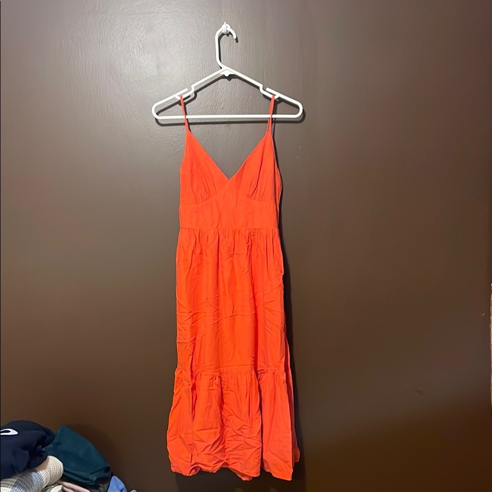Elegant Orange Sleeveless Dress